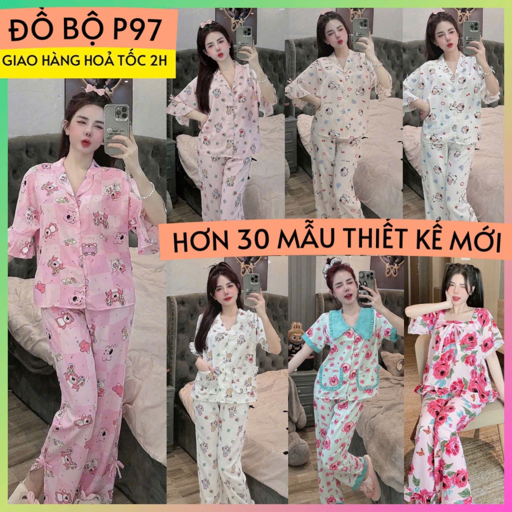 ẢNH THẬT đồ bộ pijama tay loe tay ngắn dễ thương ,đồ bộ lụa mềm mịn, pijama nữ giá rẻ tận xưởng p97 