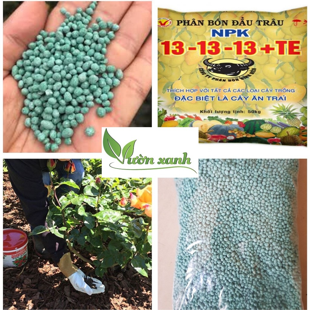Phân bón Đầu trâu NPK 13-13-13 +TE 200gr bón cho nhiều loại cây