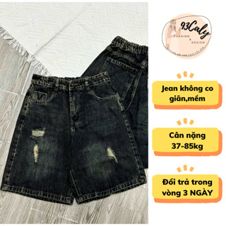 [BIGSIZE85kg] 3905 Quần Ngố Jean Nữ Cạp Chun Sau Tạo Kiểu Thêu Túi, quần bò ngố nữ màu đậm thể thao