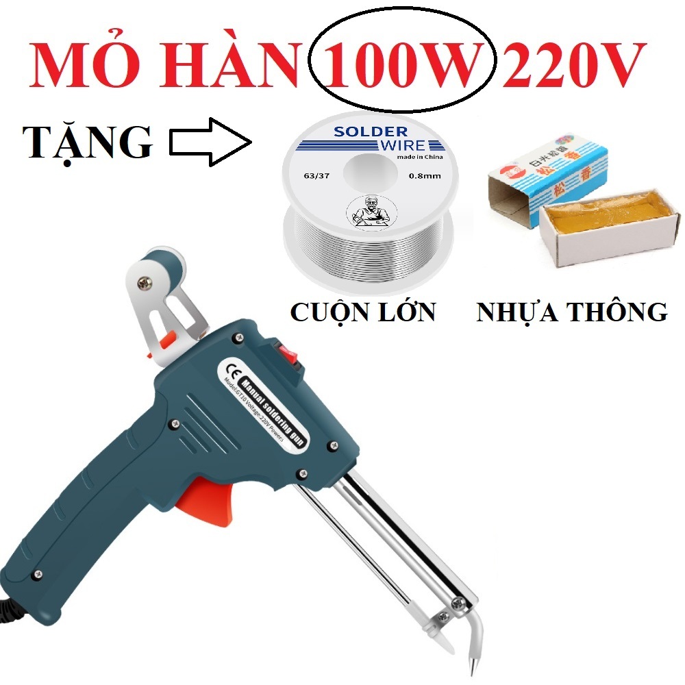 MỎ HÀN XUNG TẶNG NHỰA THÔNG, MỎ HÀN XUNG 100W NHIỆT NHANH