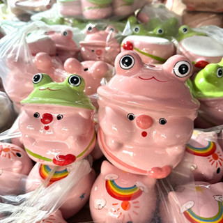 [Lỗ tròn] Ống heo ếch sứ đựng tiền, lợn đất cute con ếch dễ thương làm trang trí, quà tặng