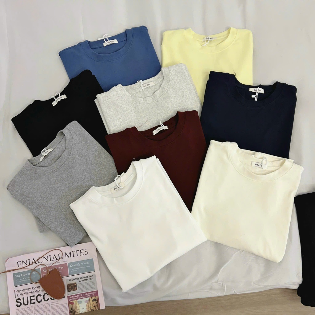 (ẢNH OLDSCHOOL) Áo thun nữ trơn basic form vừa chất lông mịn mềm DOUDOU | BigBuy360 - bigbuy360.vn