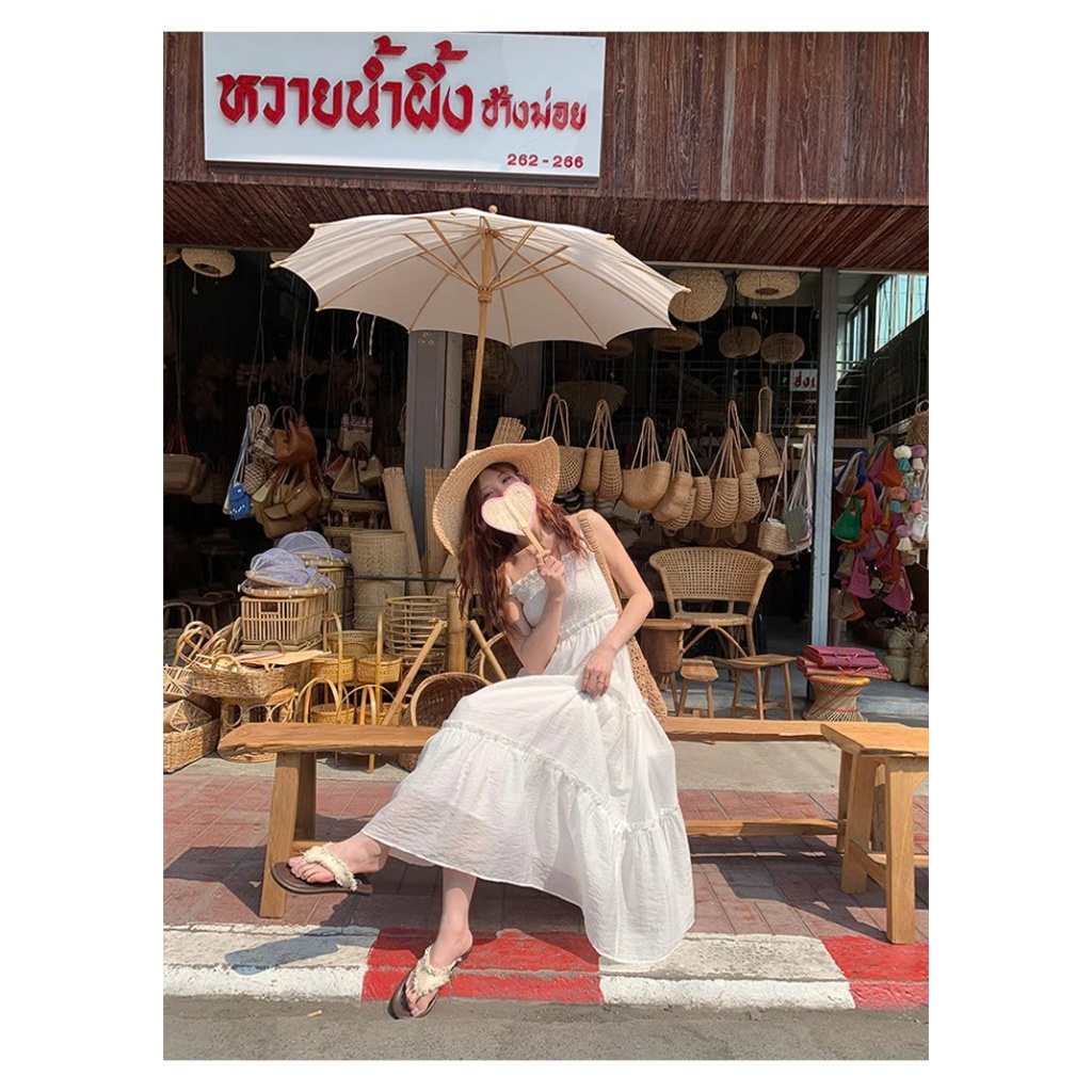 Đầm 2 Dây Váy Maxi Nhún Ly Ngực Phối Ren Chất Vải Voan Tơ Mềm Mát May 2 Lớp Dây Có Khoá Điều Chỉnh Phong Cách Nàng Thơ | BigBuy360 - bigbuy360.vn