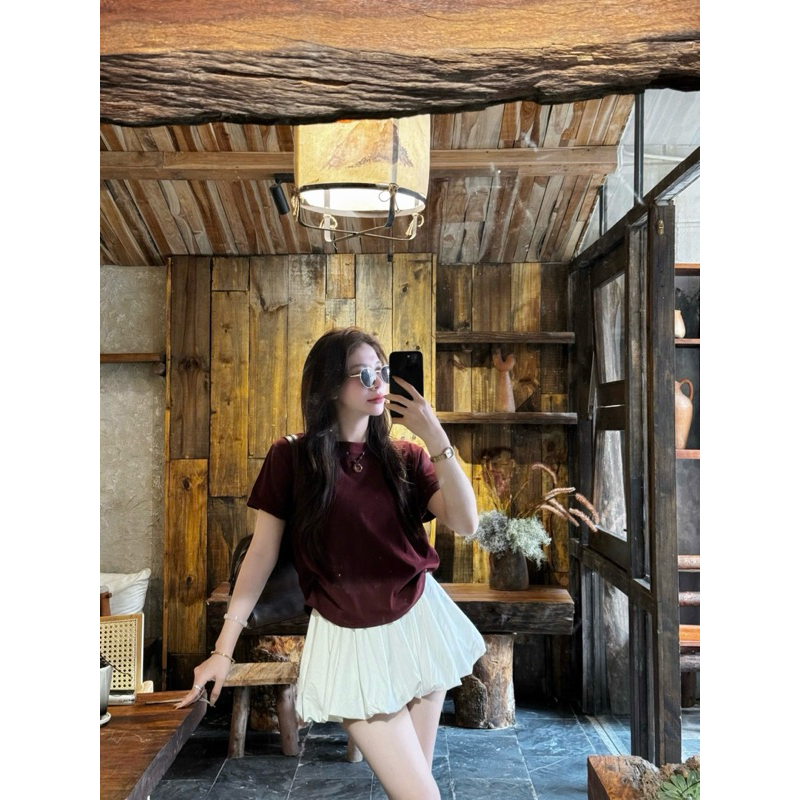 (ẢNH OLDSCHOOL) Áo thun nữ trơn basic form vừa chất lông mịn mềm DOUDOU | BigBuy360 - bigbuy360.vn