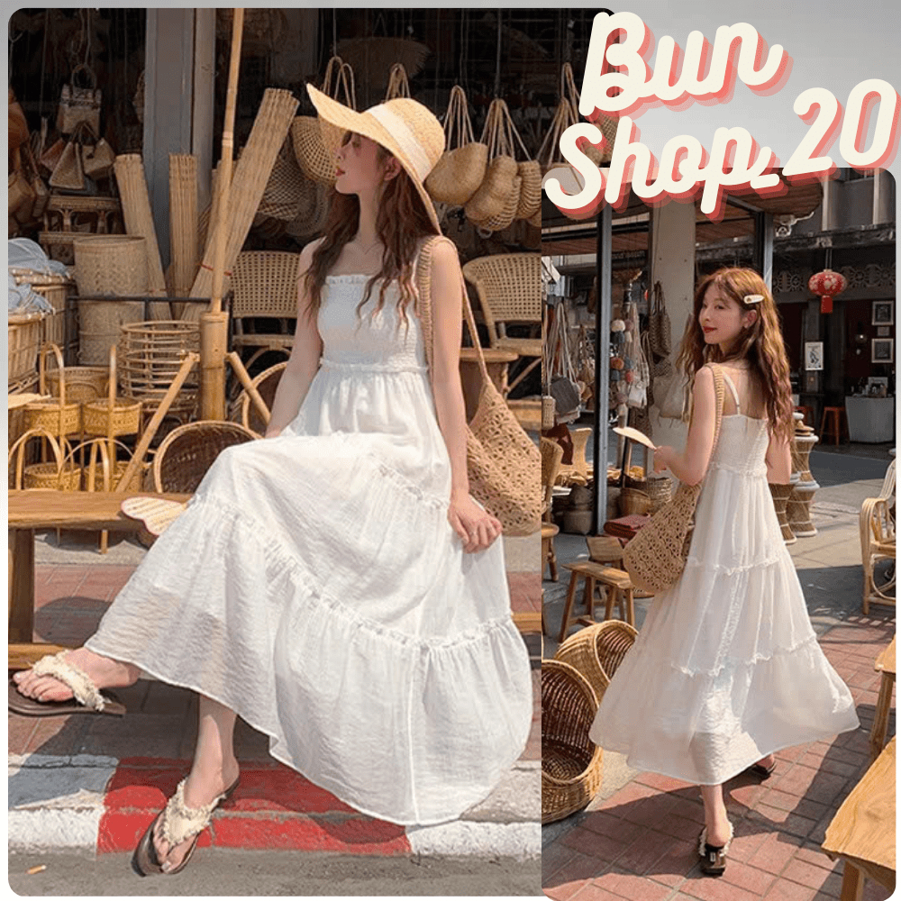 Đầm 2 Dây Váy Maxi Nhún Ly Ngực Phối Ren Chất Vải Voan Tơ Mềm Mát May 2 Lớp Dây Có Khoá Điều Chỉnh Phong Cách Nàng Thơ | BigBuy360 - bigbuy360.vn