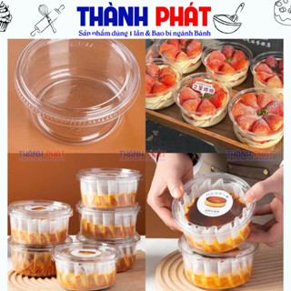Hộp nhựa tròn đựng bánh mì phô mai cháy(Basque Burnt Cheesecake), hộp đựng bánh mousse, bánh kem mini W117