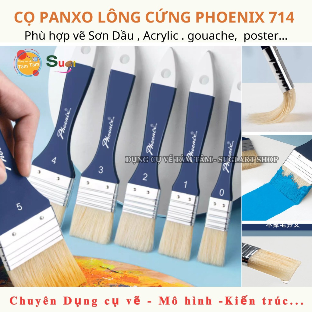 [ Tâm Tâm ] Cọ Bản Ngang Phoenix 714 Lông Cứng , Cọ Panxo đầu bằng , Vẽ Sơn Dầu , Acrylic , Gouache