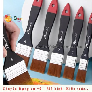 [ Tâm Tâm ] Cọ bản Ngang Phoenix 717 , Cọ Panxo đầu bằng , Sợi Nylon vẽ màu Acrylic , Gouache