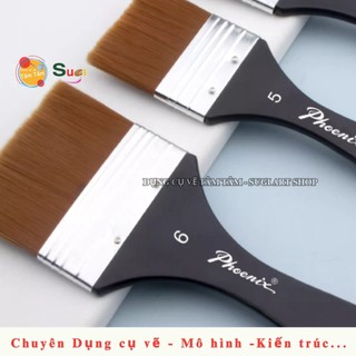 [ Tâm Tâm ] Cọ bản Ngang Phoenix 717 , Cọ Panxo đầu bằng , Sợi Nylon vẽ màu Acrylic , Gouache
