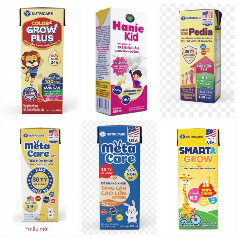 Thùng Sữa pha sẵn Nutricare Metacare/Coloscare/ColosGrow Plus/Smarta Grow/Care 100 Pedia/Hanie kid..
