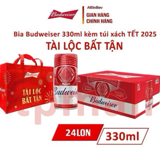 [MẪU MỚI] Thùng 24 lon x 330ml Bia Budweiser - Thương hiệu bia Mỹ thượng hạng được yêu thích