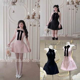 Váy đầm yếm, cổ yếm, sát nách, váy đầm 2 dây cổ yếm basic chân váy bồng xoè thiết kế nơ nhung dự tiệc cưới,đi bar quẩy