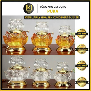 Đèn Thờ Lưu Ly Hoa Sen Cúng Phật - Đèn Dầu Thắp Sáng Bàn Thờ Cao Cấp