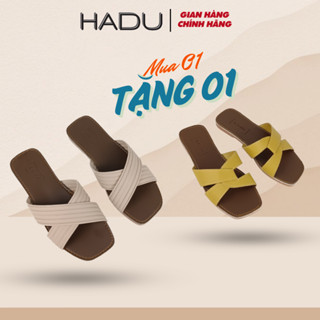 [Mua 1 Tặng 1] Combo Dép Bệt Nữ Quai Chéo HADU K114D Và K115D Đế Cao Su Chống Trơn Bảo Hành 12T