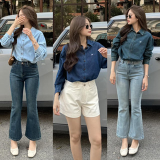 [RÁCH STORE] Áo Sơmi Denim - 80159 - Thêu Chữ Ju - Tay Dài