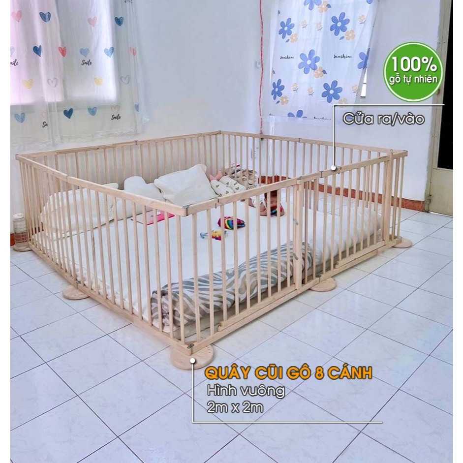 Quây gỗ 8 cánh, cũi quây cho bé bằng gỗ, quây cũi gỗ cho bé, cũi gỗ cho bé, quây gỗ cho bé, cũi quây