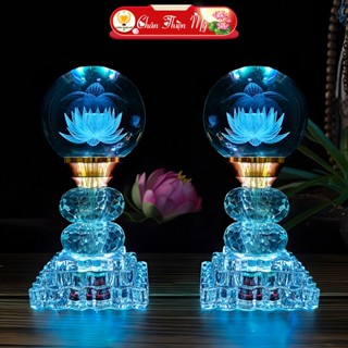  Đèn Bàn Thờ Pha Lê Quả Cầu CHÂN THIỆN MỸ Trang Trí Bàn Thờ Phật Gia Tiên PLC-05 