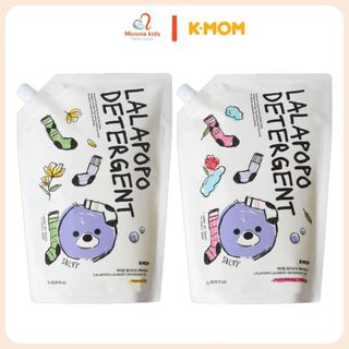  Nước giặt quần áo trẻ em K-mom Lalapopo túi 1.3L xà phòng giặt thuần chay Hàn Quốc - Monnie Kids 