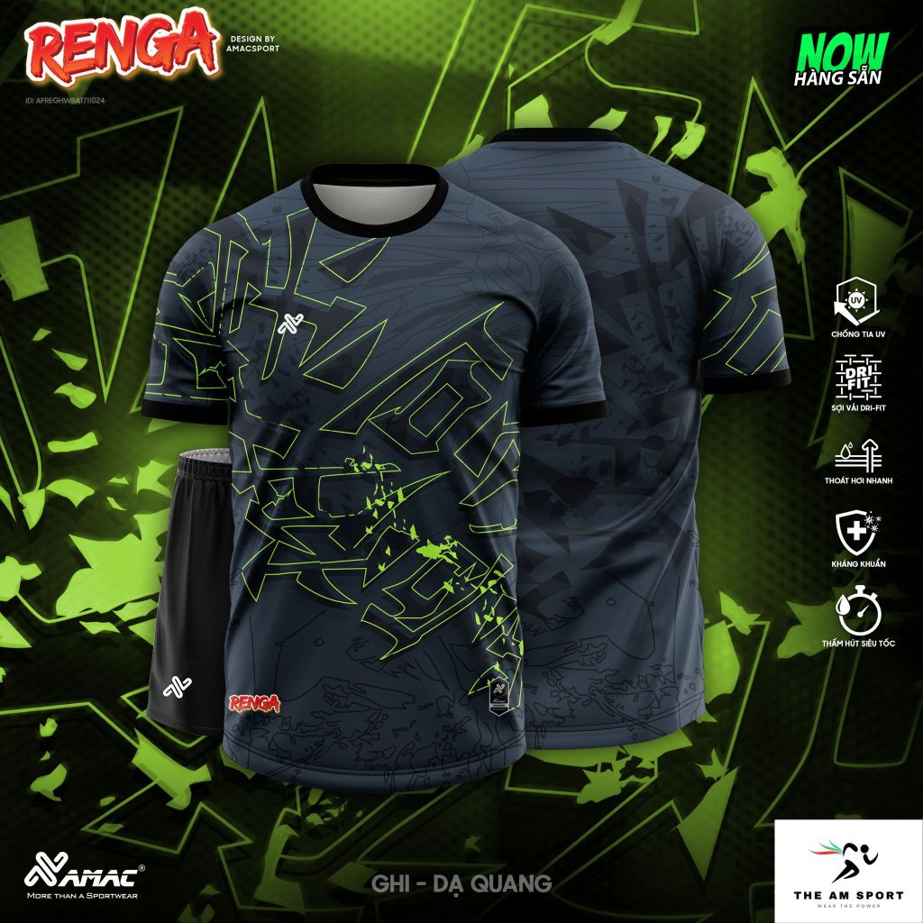 [In Tên & Số] Bộ Quần Áo Đá Bóng AMAC Renga - Thoáng Mát, Thấm Hút Tốt | The AM Sport