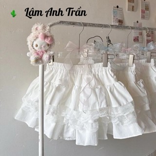 Chân váy tầng ĐEN TRẮNG dáng xoè phồng phối ren dáng ngắn Xưởng may Lâm Anh Trần