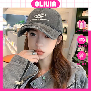 Mũ lưỡi trai EPOWER chất liệu jeans rách Nón Lưỡi Trai Thêu Chữ Phong Cách vintage Olivia MLT280