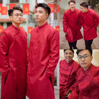   BIGSIZE 10XL HOẢ TỐC 2H  ÁO DÀI NAM LỤA GẤM HOA MAI NỔI 5 MÀU 1 LỚP KHÔNG KÈM QUẦN BÊ BƯNG QUẢ ĐI TIỆC CƯỚI HỎI 