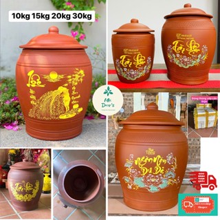 [⭐GIÀU SANG]Hũ gạo,thùng chĩnh đựng gạo Tài Lộc gốm Bát Tràng 10-15-20-30kg phong thủy truyền thống