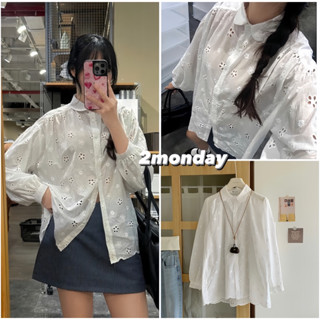   VIDEO  SẴN  ÁO SƠ MI CỔ SEN DÀI TAY PHỐI REN THÊU HOA PHONG CÁCH HÀN QUỐC SM5 