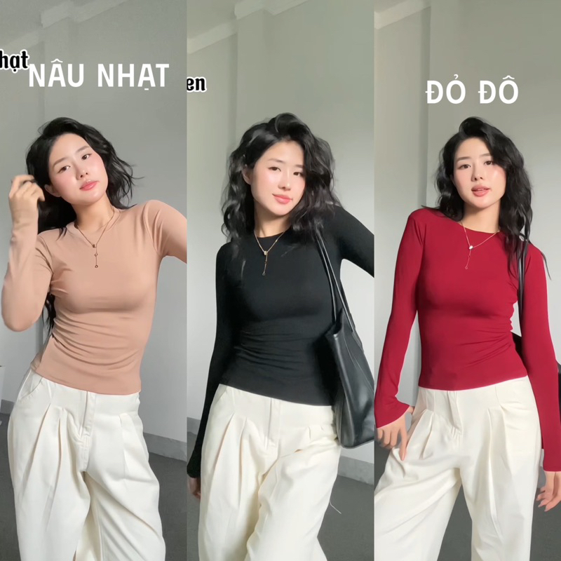 Áo Thun Dài Tay Siêu Co Giãn Mềm Mịn- thắt eo ôm body tôn dáng giữ nhiệt vải cotton zip nữ m660 | BigBuy360 - bigbuy360.vn