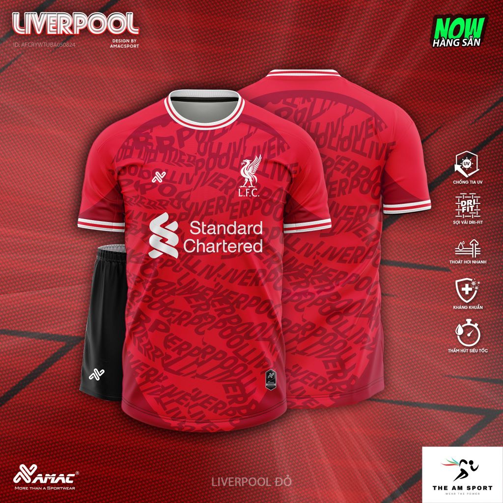 [In Tên & Số] Bộ Quần Áo Đá Bóng AMAC Liverpool - Thoáng Mát, Thấm Hút Tốt | The AM Sport