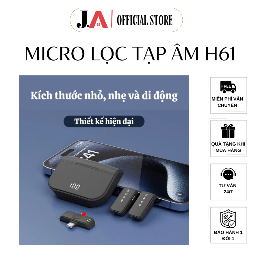 Micro Thu Âm Livestream H61 Cài Áo 2 Trong 1 Cho Điện Thoại Lọc Tạp Âm Giảm Ồn Chuyên Nghiệp Có Hộp 