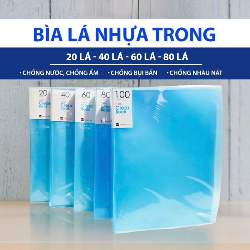 Bìa lá nhựa khổ A4 20/40/60/80/100 VC - BÌA HỒ SƠ LÁ - BÌA LÁ TRONG