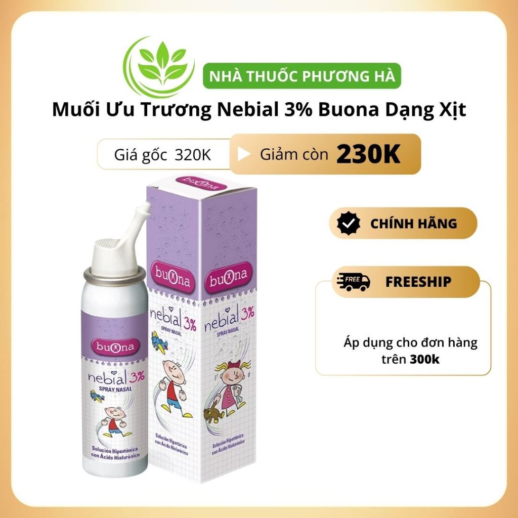 Dung dịch xịt mũi Nebial 3% Buona . Muối ưu trương nebianax 3% dạng chai xịt ( lọ 100ml)