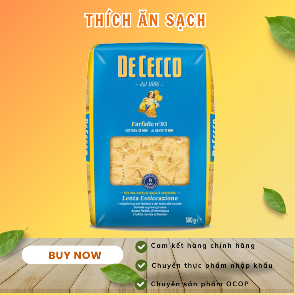 Nui nơ Farfalle Dececco số 93, 500g