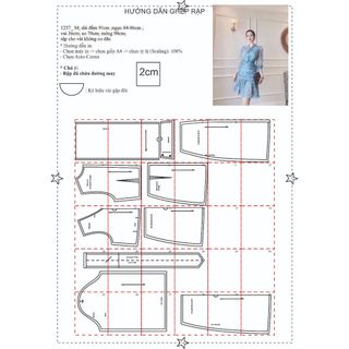 Rập giấy A0 mã 1257 - đầm thắt nơ