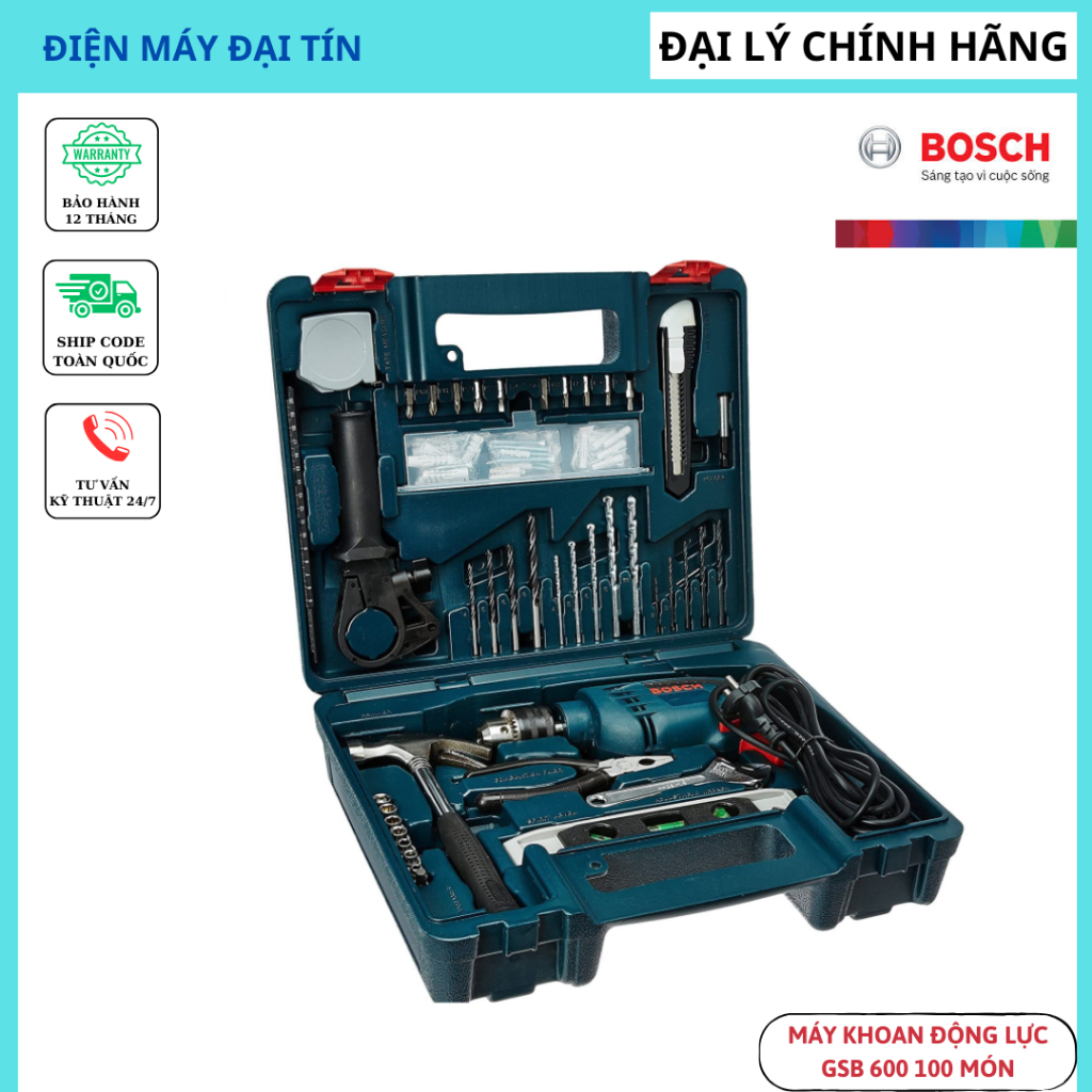 Máy khoan Bosch động lực GSB 600 100 món 06011A03K1 [CHÍNH HÃNG]