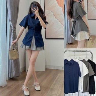 [Bigsize40-100kg] Áo sơ mi triết eo, thắt nơ lưng trẻ trung xinh xắn đủ size 40kg đến 100kg