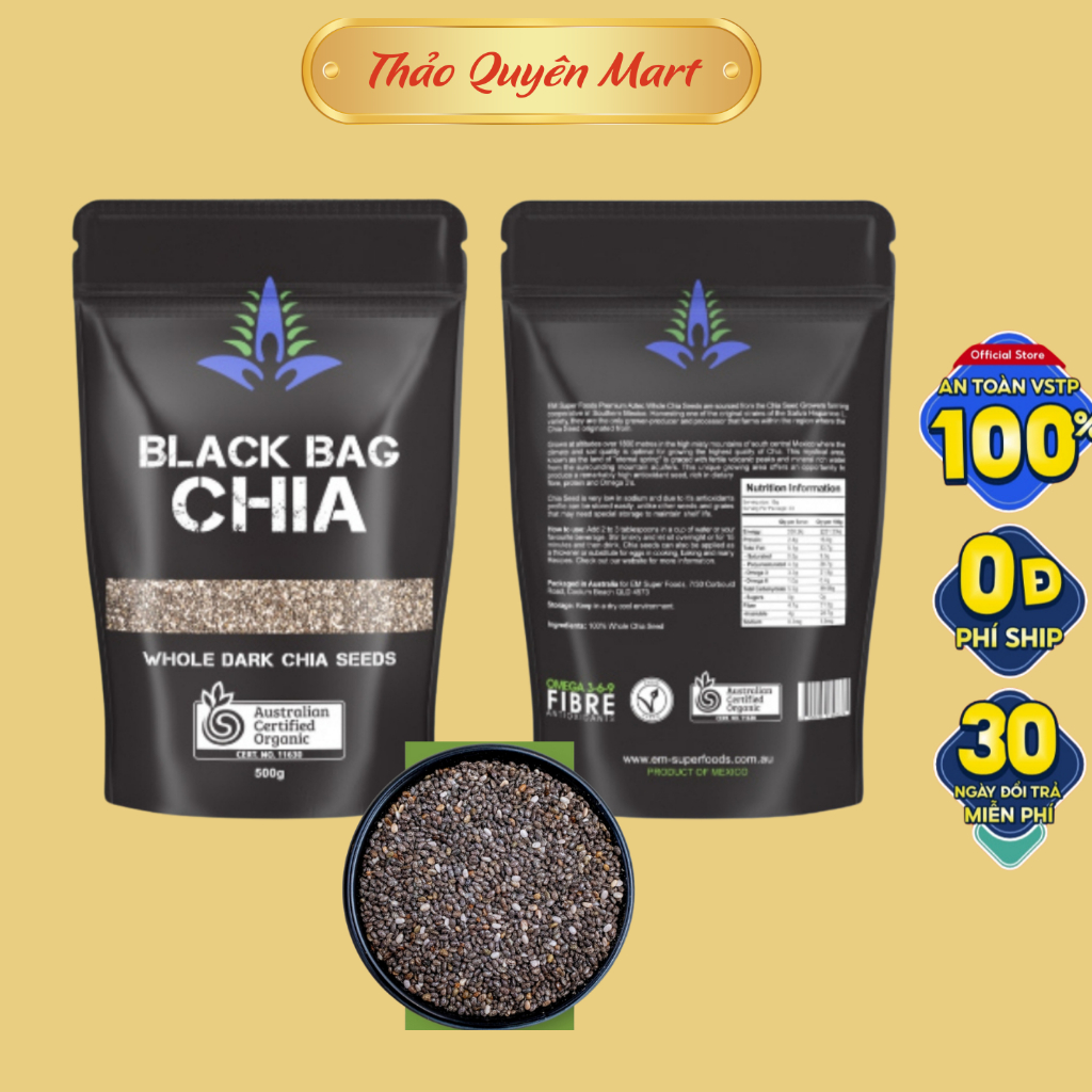 Hạt Chia Nhập Khẩu Úc [Giảm Cân - Ăn Kiêng] Hạt Chia Hữu Cơ Chuẩn Organic Chất Lượng Sạch - Đều - Đẹ