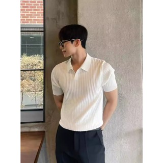 Áo Thun Nam-Áo Polo Nam Ngắn Tay Vải Thun Gân Co Giãn Cổ Chữ V