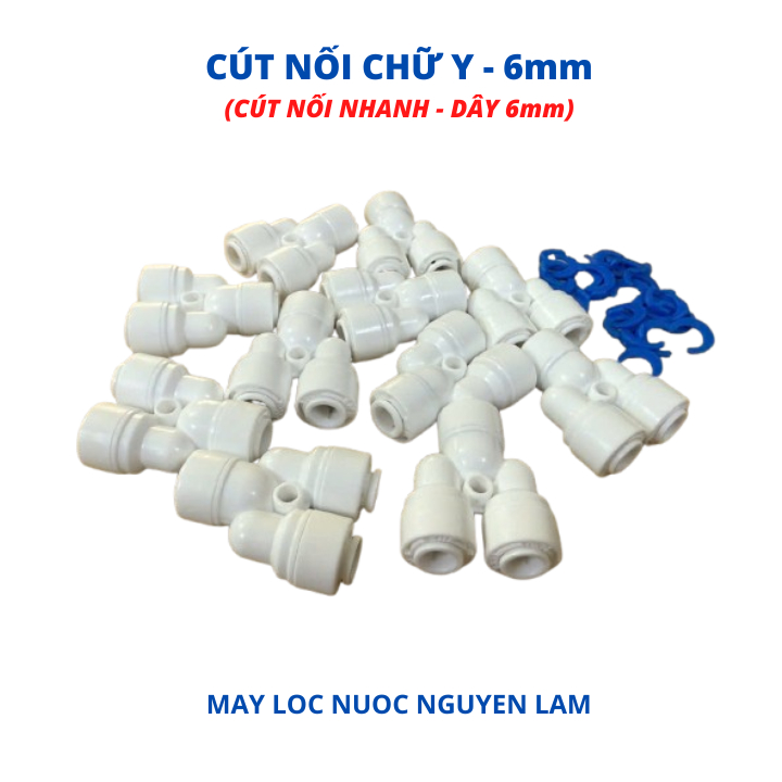 Cút Nối Chữ Y, Dây 6mm - (Cút Nối Nhanh Máy Lọc Nước RO)