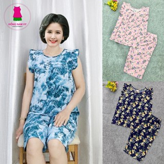 Đồ bộ trung niên lửng cánh tiên chất LỤA đẹp mát size 49-75kg