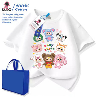 Áo thun bé gái KUDO họa tiết BABY THREE dễ thương chất vải 100% cotton co dãn 4 chiều tự nhiên, bst bb3 03