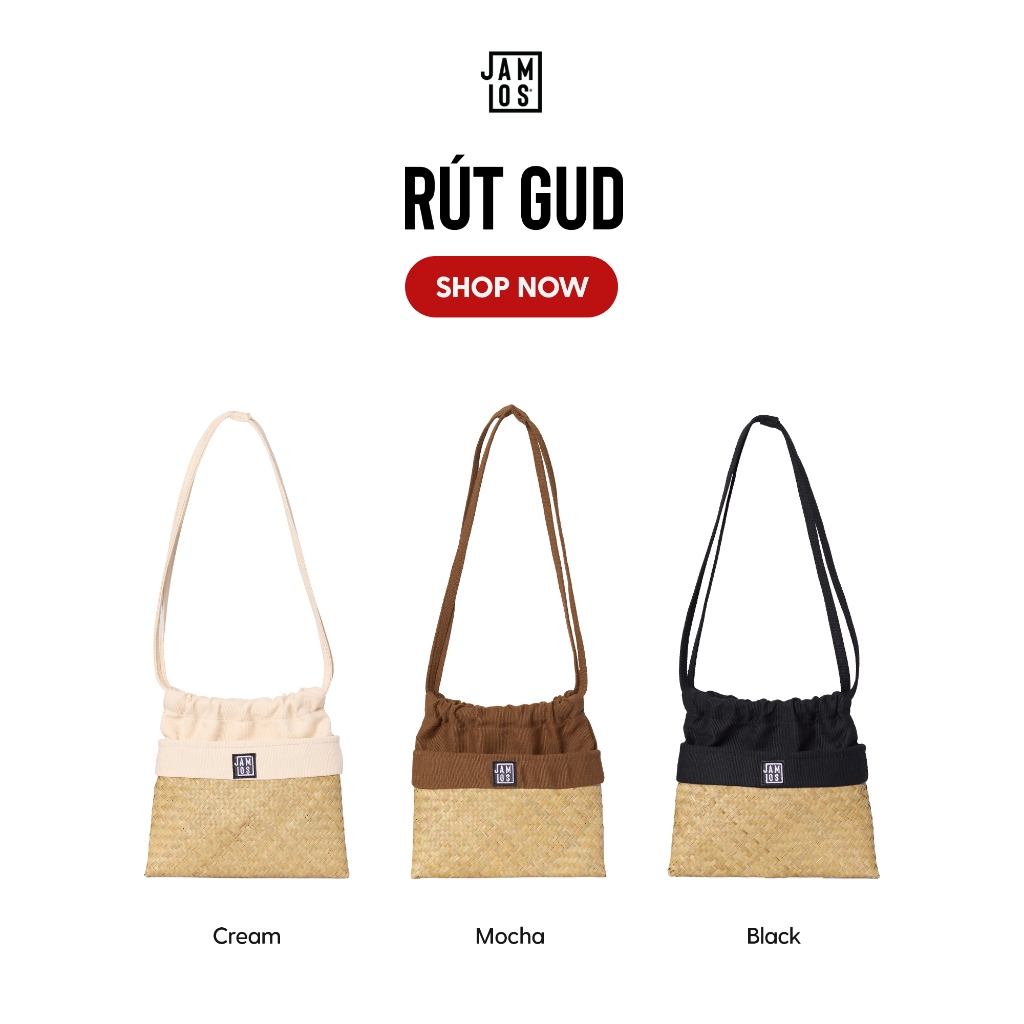 Rút Gud - Túi đeo vai cỏ bàng Huế phối vải canvas Jamlos tote gọn nhẹ hiện đại