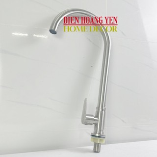 Vòi chén inox 304 dùng nước lạnh cổ quay bi