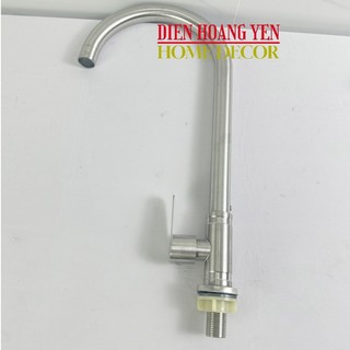 Vòi chén inox 304 dùng nước lạnh cổ quay bi