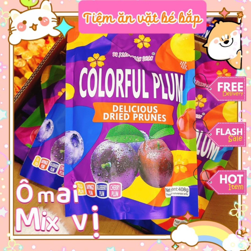 Ô Mai Mix Vị Nội Địa Trung, Ô Mai Colorful Plum Mix Vị TB, Ô Mai Xí Muội, Tiệm Ăn Vặt Bé Bắp Chua Sn