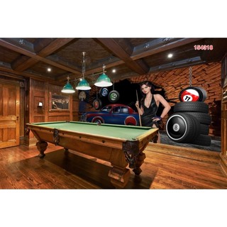 Tranh 3D dán tường trang trí quán billiard in vải lụa Decor Phòng Tranh Treo Tường