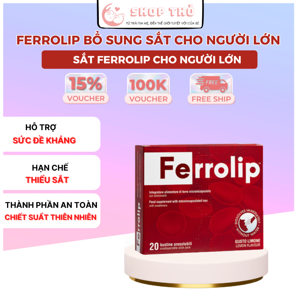 Gói Dạng Bột Bổ Sung Sắt Ferrolip Chính Hãng - Bột Sắt Uống Ngừa Thiếu Máu Cho Mẹ Bầu