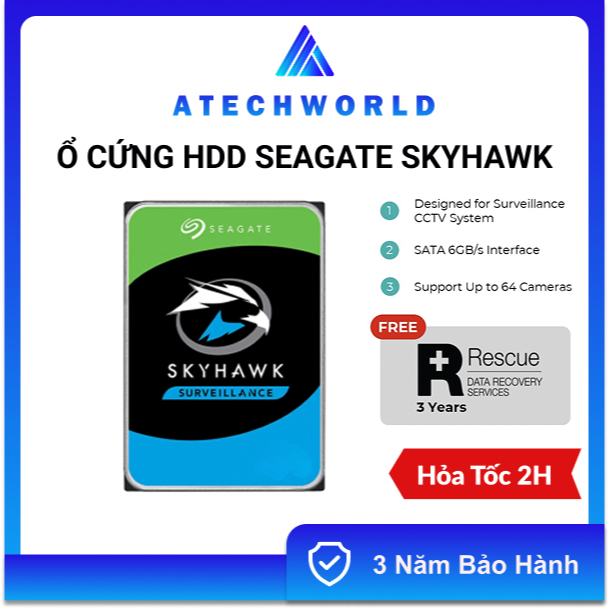Ổ Cứng Camera Seagate Skyhawk 2TB 4TB 6TB 256MB 7200RPM – Hàng Chính Hãng - BH 3 Năm - Có Xuất VAT