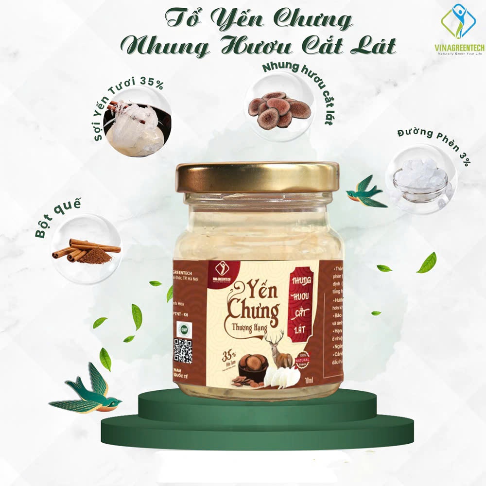 Tổ Yến Chưng Nhung Hươu Cắt Lát - Set Quà Tặng - Chưng Sẵn 30% Yến,70ml
